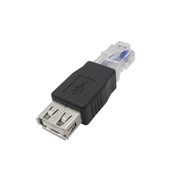 1/2/5Pcs PC kristályfej RJ45 apa - USB 2.0 AF A anya adapter csatlakozó Laptop LAN hálózati kábel Ethernet átalakító