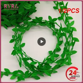 1/2DBS 10m selyem levél alakú kézi készítés mesterséges zöld levelek esküvői dekoráció koszorú ajándék scrapbooking kézműves hamis virág