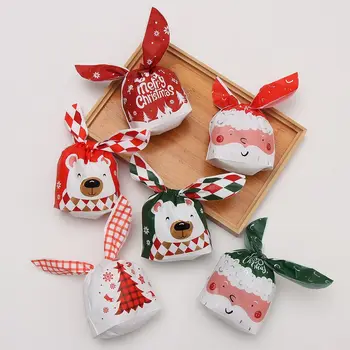10 db aranyos nyúl hosszú fülű cukorka táskák boldog karácsonyt Mikulás cukorka csemege táska műanyag karácsony újévi keksz táskák ajándékdoboz