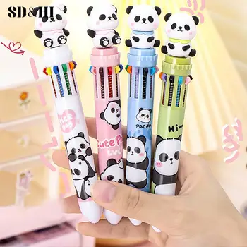 10 szín Golyóstoll rajzfilm panda 0,5 mm-es színes tinta gél toll Kawaii iskolai diák írószer irodaszerek