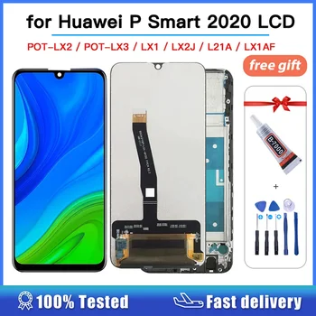 100% -ban tesztelve Huawei P Smart 2020 LCD kijelzővel Érintőképernyő Érintés digitalizáló szerelvény LCD kijelző POT-LX1 POT-LX3 POT-LX1AF/POT-LX2J
