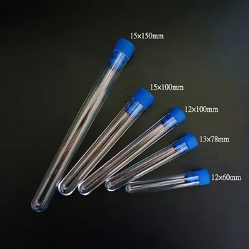100db / tétel műanyag kémcsövek kék dugóval Nyomósapka átlátszó parti cukorkás palack kerek fenekű, esküvői ajándék injekciós üveg