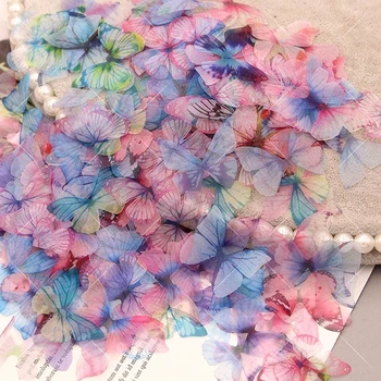100PC, Színes, Kék, rózsaszín, Organza, Éteri pillangó DIY kézművességhez Karkötő Fülbevaló Ékszerkészítés Ruházat Kiegészítő dekoráció