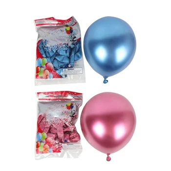 100Pcs 10 hüvelykes fém latex léggömbök vastag króm fényes fém gyöngy ballon Globos, 50 db kék & 50Db piros