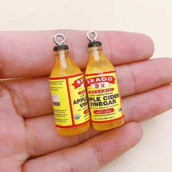 10db Mini almaecet gyanta fülbevaló charms vicces aranyos miniatűr italos üveg kulcstartó medál DIY kézműves ékszerek