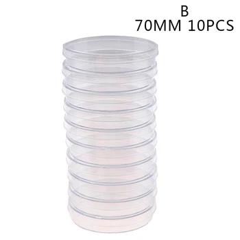 10Pcs 70mm polisztirol steril Petri-csészék baktériumtenyésztő edény laboratóriumi, orvosi, biológiai, tudományos laboratóriumi kellékekhez