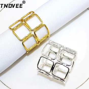 12Db üreges négyzet alakú szalvétagyűrű fém modern szalvétatartó gyűrűk esküvőre, otthonra, fesztiválpartira vagy napi használatra (arany) ERM254