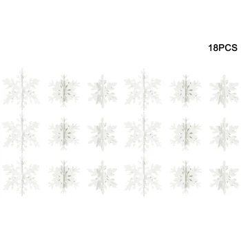 18db Party 3 Styles ajtók Ünnepi hópehely Téli papír ablak Karácsonyfa dísz 3D fehér függő üzletfal cérnával