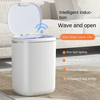 18L Nagy kapacitású intelligens szemetes otthoni nappali automatikus fedéllel konyha hálószoba WC komposztáló tároló praktikus