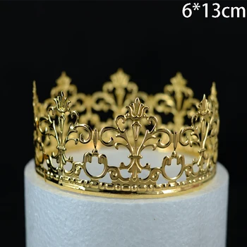 1PC Tiara arany színű korona torta feltétje dekoráció dekoratív elegáns esküvői torta hercegnő születésnapi dekoráció party kellékek