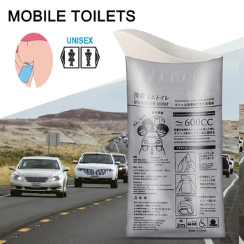 20-4DBS kültéri sürgősségi vizeletzsákok 600 ml-es eldobható utazási mobil WC hordozható piszoár táska női baba férfi hányástáska
