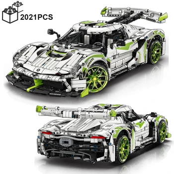 2021PCS Műszaki 1:10 Koenigsegg Jesko sportautó építőelemek Fehér jármű kockák építőkészlet Játék ajándék gyerekeknek Fiú