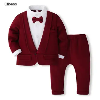2024 Clibeso Baby Boys hivatalos ruházati szettek Keresztelő öltöny Csecsemő esküvő születésnapi szurok Parti ruha fiú templom felső nadrág szett