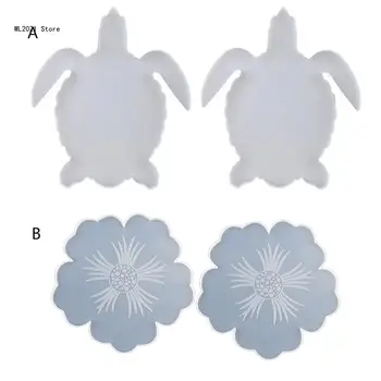 2x Tenger teknős penészhez Szilikon forma DIY csésze szőnyegekhez Dekor Szilikon formák Epoxigyanta csésze szőnyeg készítő forma