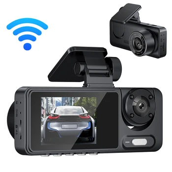 3 kamerák Dash Cam Többnyelvű tiszta autó visszapillantó tükör Autó videó felvétel Videokamera széles látószögű autó biztonság Vezetési felvevő