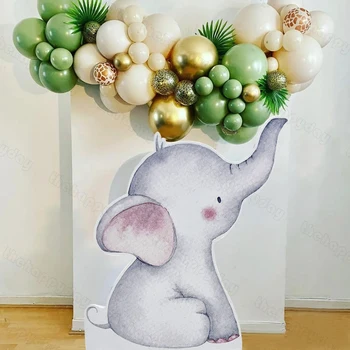 36/18'' Dzsungel dekorációk Állat KT Board Party Elefánt szafari Születésnapi léggömbök Babaváró Wild One 1. születésnapi zsúr dekoráció