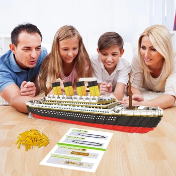 3800PCS blokkok Titanic tengerjáró hajó modell Hajómodell DIY építőelemek összeszerelése Klasszikus kockajátékok Születésnapi ajándék gyerekeknek