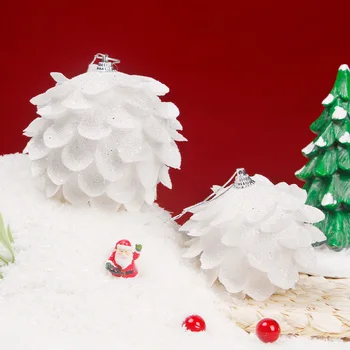 3Pcs Fa dekoráció hab Hógolyó Fehér csillogó szirom alakú labda Kezdőlap Karácsony Függő dekoráció Karácsonyi bál medál Karácsony