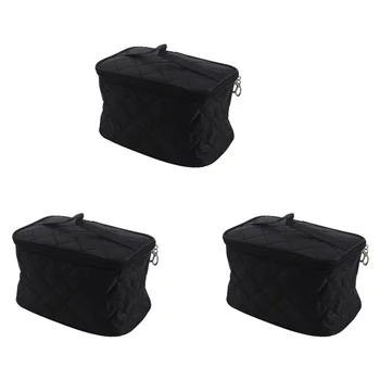 3X piperetáskák, hordozható utazási kozmetikai táska Nagy kapacitású vízálló többfunkciós táska sminkrendező tok fekete