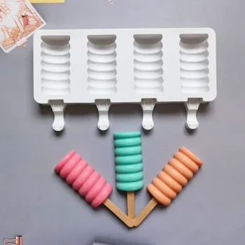 4 Lyukú largCukor tök alakú szilikon fagylaltforma Jégkocka tálca tálca csokoládé Popsicle formák DIY desszert Házi eszközök újrafelhasználható