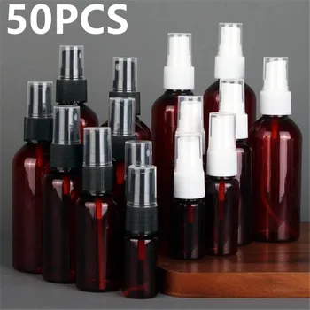 50DB 10/20/30/50/100ml barna PET műanyag üres spray-palack újratölthető palackok parfümporlasztó finom ködös alkoholos palack 2#