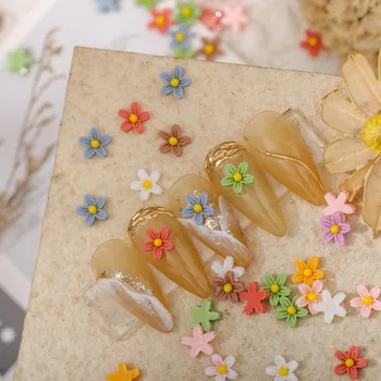 50Pcs 7.8mm gyanta 3D színes mini virág drágakövek lapos hátú figurák scrapbook esküvői rátét köröm művészet dekoráció Kézművesség