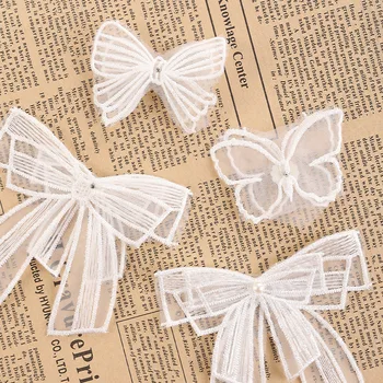 5PCS masni csipke gyöngy pillangó háló kézzel készített DIY esküvői ruha dekorációs kiegészítők