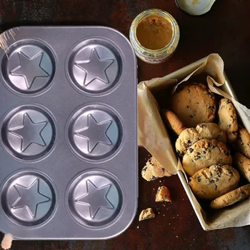 6csésze csillagformák sütőeszközök Pentagram Mousse torta sütőedény tapadásmentes Madeline penész tésztatálca Mini fánk muffin bakeware