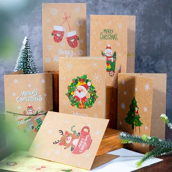 6db boldog karácsonyt üdvözlőlap borítékkal Áldás képeslap ajándékkártya Karácsonyi parti dekoráció Karácsony újév Navidad