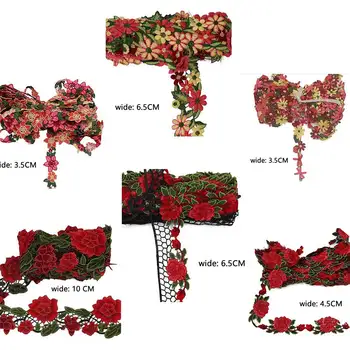 9 yard Virághímzett csipke díszítő szalag rojtos gallérruhákhoz Esküvői ruhafüggönyök szövetvarrás kiegészítők kellékek