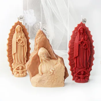 a Szűz Mária szilikon gyertyaforma barkácsoláshoz Aromaterápiás gyertya Gipsz díszek szappan epoxigyanta penész kézműves készítés