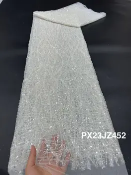 Afrikai gyöngyök Csipke szövet Kiváló minőségű hímzett S-1302887 Nigériai Franciaország tüll csipke szövet ruha női esküvő
