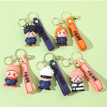 Anime Jujutsu Kaisen medál kulcstartó Kawaii Gojo Itadori Szatoru Yuji rajzfilm szilikon kulcstartó hátizsák tartozékhoz Gyerek ajándékok