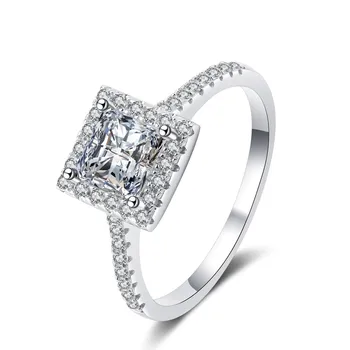 AZ346-J Lefei Fashion Luxury Trend Classic Moissanite gyémánt szett Sqaure hercegnő gyűrű nők 925 ezüst party ékszer charm ajándék