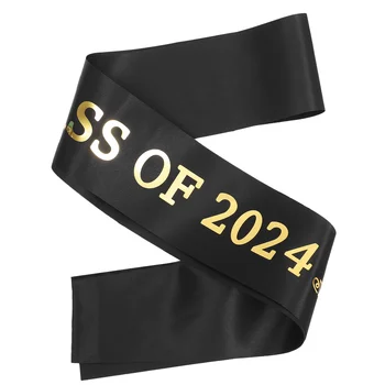 Black Senior 2024 Satin Sash Class 2024 Ballagási szárny Végre végzett szárny levelek Senior Cheer Sash pompomlány szárny