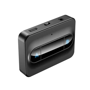 Bluetooth 5.0 audio adó 3,5 mm-es AUX alacsony késleltetésű sztereó vezeték nélküli adapter Connect 2 fejhallgató TV-hez PC Box