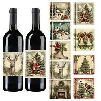 Borosüveg címkék Karácsonyi borosüveg matrica készlet Hóemberek jávorszarvas borosüveg borító dekorációk Matrica címkék ünnepi partira