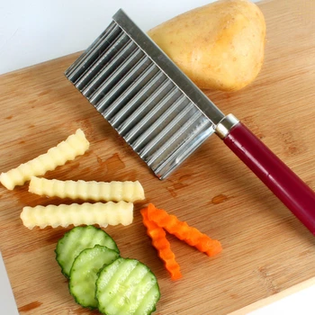 Burgonya hullámos szélű kés rozsdamentes acél konyhai eszköz Zöldség gyümölcs vágóeszköz Konyhai kiegészítők Hasábburgonya gép