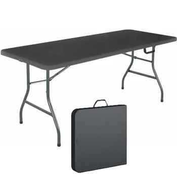 Cosco 6 láb fekete kemping kültéri asztal középre hajtható bőrönd hordozható összecsukható asztal