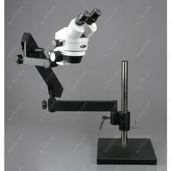 Csuklós mikroszkóp-AmScope kellékek 3,5X-90X csuklós állvány zoom mikroszkóp alaplappal + gyűrűs fénnyel