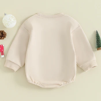 Első karácsonyi ruhám Kislány Fiú Levél Buborék Romper Túlméretezett pulóver Őszi téli ruhák
