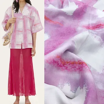 Európai és amerikai márka kiváló minőségű absztrakt graffiti digitális nyomtatás rózsaszín ruha ing kabát kézzel készített diy szövet