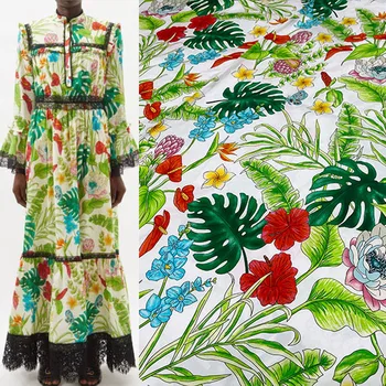 Európai és amerikai növény/anthurium/virág nyomott pamutszövet nőknek ruha blúz nadrág kézzel készített DIY clth varrás
