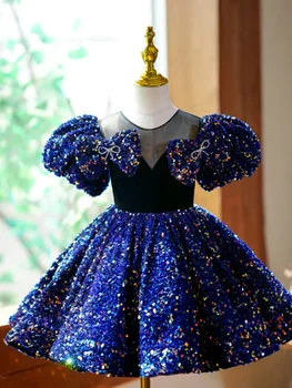 Fancy Girls elegáns hercegnő ruha flitteres csipke gyerekruha lányjelmez gyermek esküvői parti ruha nyári gyerek szépség ruha