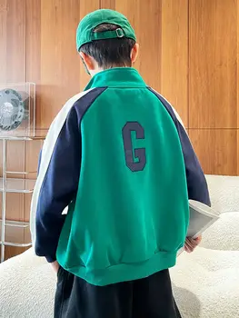 Fiú dzsekik Gyerek Divat Őszi kabátok Levélnyomtatás Ruházat Gyermek koreai stílusú széldzseki Felsőruházat Ruházat 6 8 10 12Év