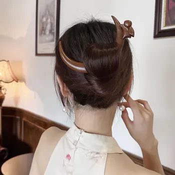 félhold Hold hajvilla Ramadán kézzel faragott fa hajpálcák nőknek Hosszú hajfésű hajformázás Divat haj kiegészítők
