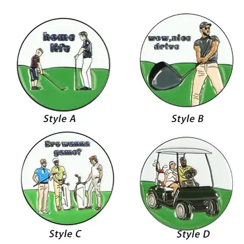 Golf labda jelölő zöld tömör zománcozott fém kalapklip nélkül Kerek golflabda jelölő Golf labda jel golfozók számára Ajándék golf kiegészítők