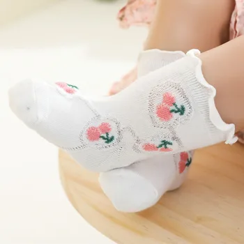 Gyerekek Nyári csipke zokni mintás gyerekekkel Kisgyermek Kislány Fiú Aranyos Vicces Kawaii Frilly fodros hercegnő Pamutháló Rövid zokni