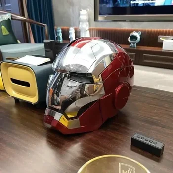 Hot Marvel Iron Man Autoking 1/1 Mk5 sisak távirányító és hangvezérlés Iron Man automata sisakmaszk led Light Boys ajándékkal