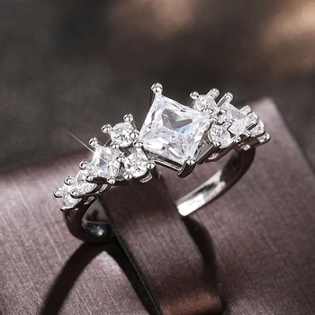 Huitan Luxus négyzet alakú cirkónium női jegygyűrűk Modern divattervezés Új trend Eljegyzési szalagok Ékszerjavaslat gyűrűk